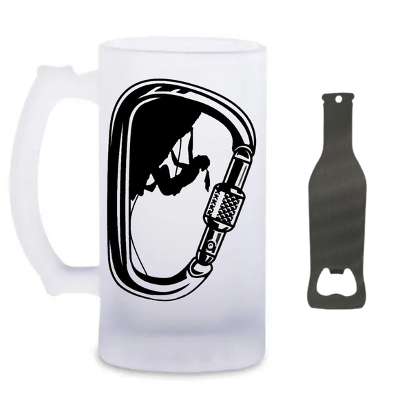 Rock Climbing Beer Glass and Bottle Opener