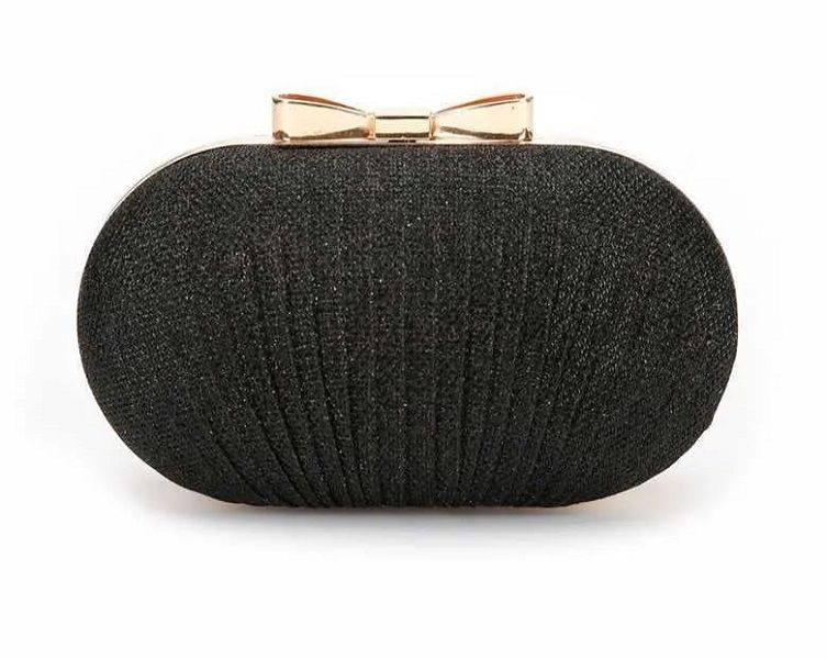 Women's Evening Clutch Wedding Shiny Handbag - black