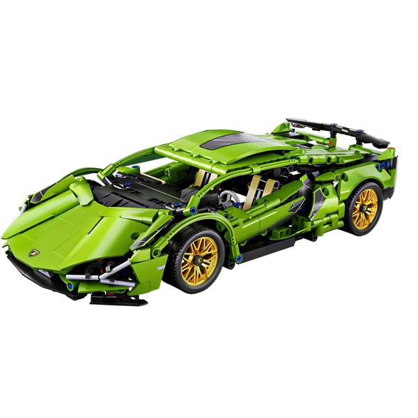 1:14 Lamborghini Green Supercar Model, RC Lights, 1280 PCS Building Kit