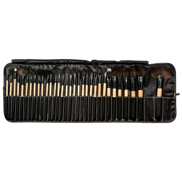 32-Piece Professional Makeup Brush Set with PU Leather Case - Black