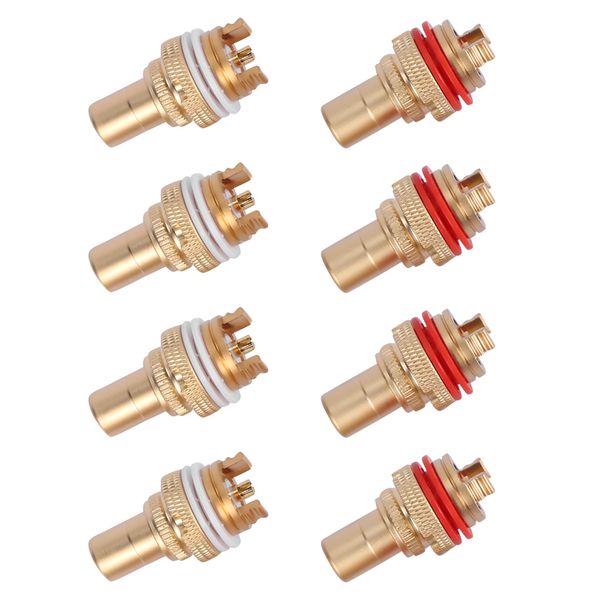 8pcs Red+White RCA Female Socket Copper Plug Amp HiFi