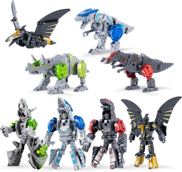 4-Pack of DinoRobot Transforming Deformation Dinosaur Robot Toy Set