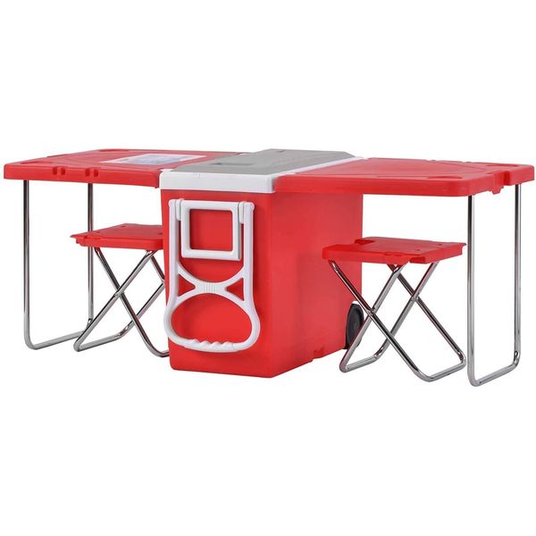 28L Cooler Box Foldable Picnic Table With 2 Chairs AA2-56161R