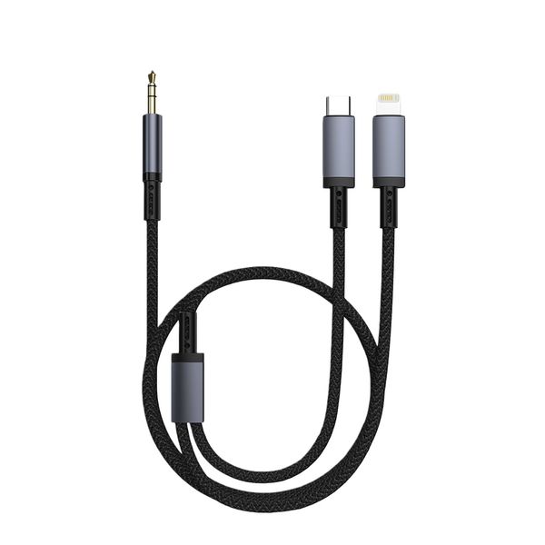 2-in-1 3.5mm to Type-C/Lightning AUX Cable Compatible with iPhone Android
