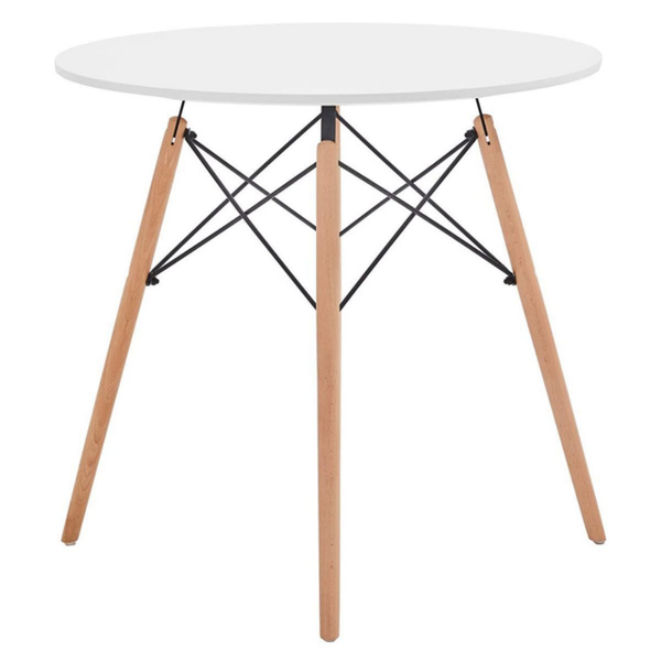 Modern Mid Century Round Kitchen Dining Side Table- WHITE