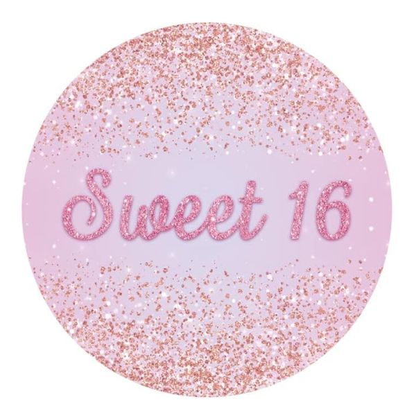 Sweet 16 Pink Round Wooden Vinyl Signage 40CM
