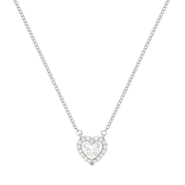 Elegant Double Heart Pendant Necklace - Silver