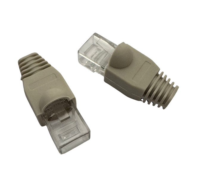 Cat-5e/ 6e RJ45 Connectors &amp; Grey Rubber Boots Cover 40pcs set - SiRCONY