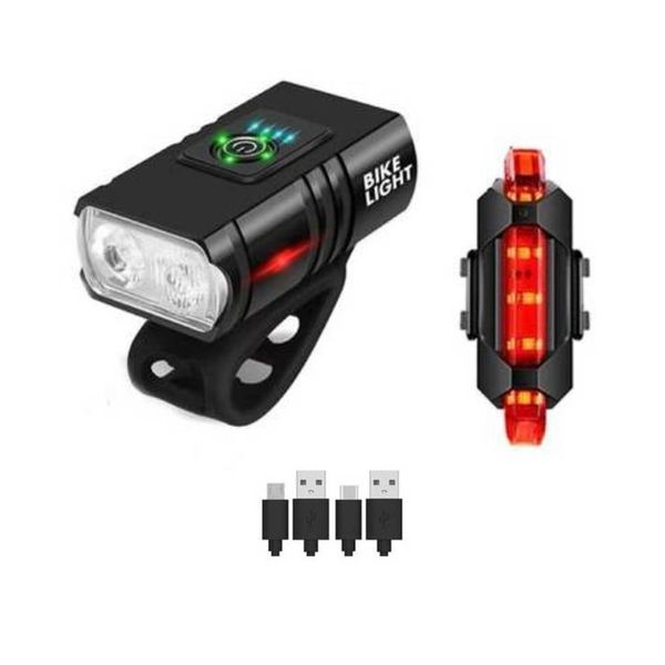 Bicycle Front and Back Light USB Rechargeable LED Bike Light Set Waterproof