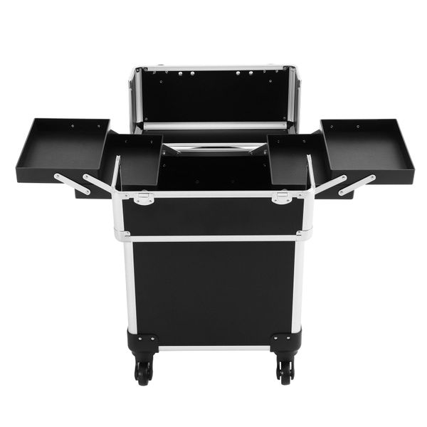 Rolling Makeup Case with Wheels Lockable Cosmetic Trolley for Beauty Pros