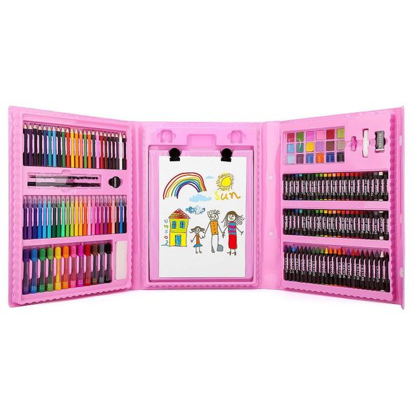 176 Pcs Colorful Art Set for Kids and Toddlers, with Sketchpad - Pink