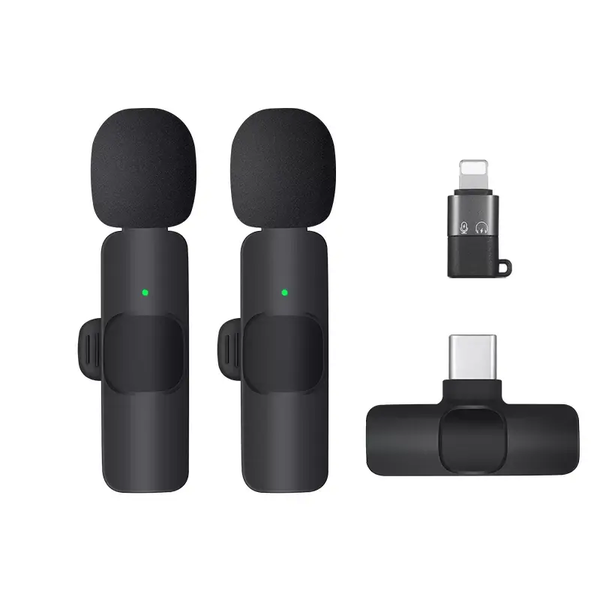 Wireless Portable Lavalier Microphone compatible with iPhone Android