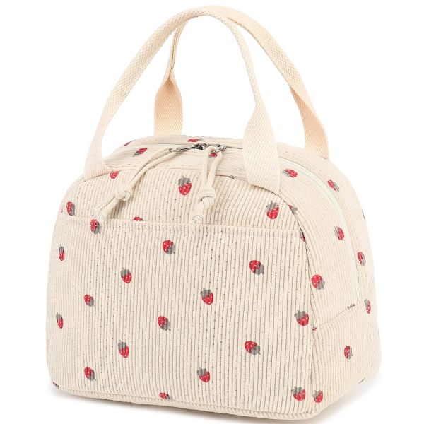 Corduroy Lunch Tote Bags Reusable Insulated