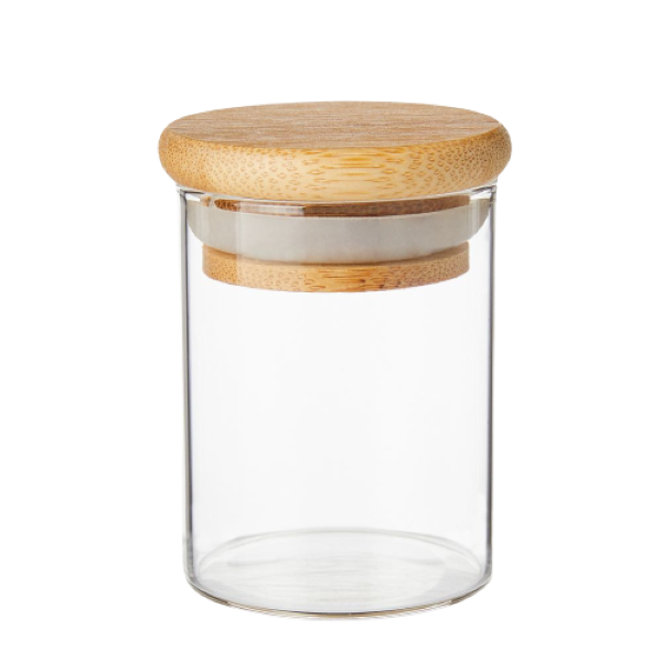 Bamboo Glass Jar with wooden lid