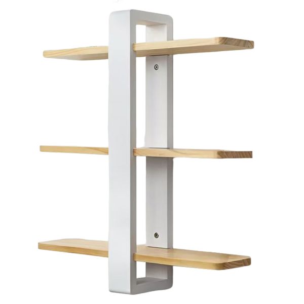 Decor Wall Mounted Three Tier Wooden Floating Storage Shelves - 58cm