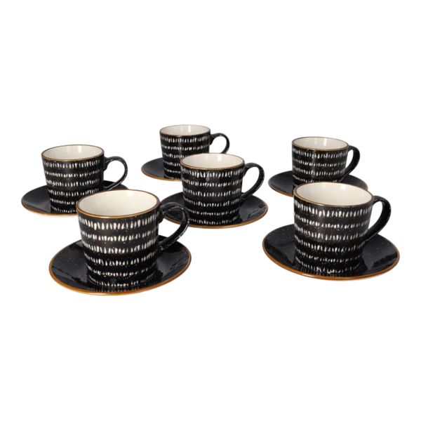 Glazed Cup And Saucer Set - 200ml - 12 Piece