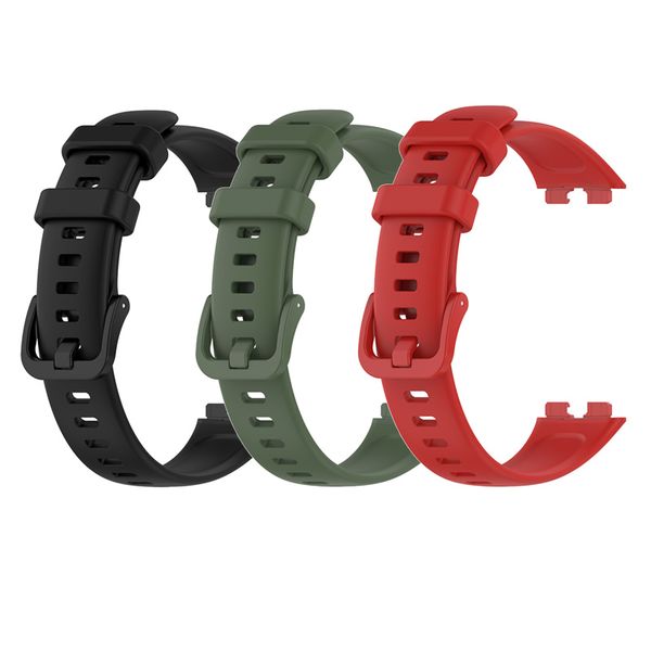 EELHOE 3 Pcs Silicone Replacement Strap Compatible with Huawei Band 8 (Black+Green+Red)