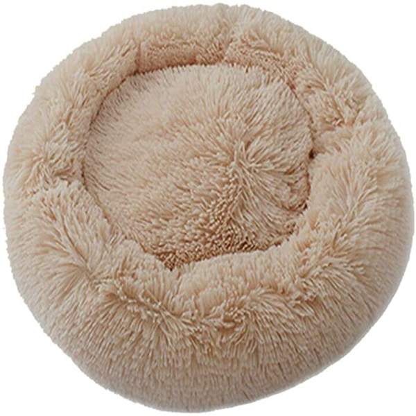 60 cm Round Donut Shape Ultra Soft Cushion Dog Bed - Cream
