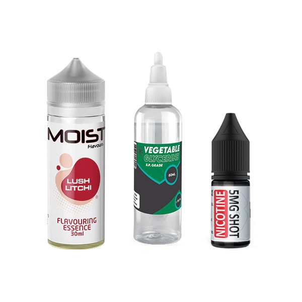 120ml Moist Vape Juice DIY Longfill Kit - Lush Litchi - 2mg