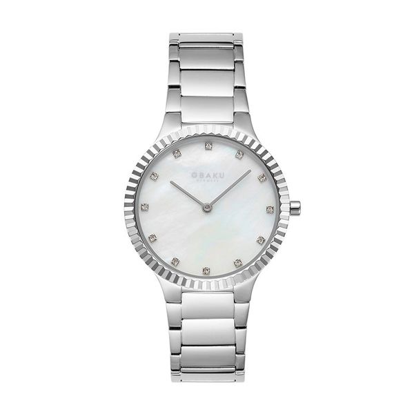 Obaku Women Stainless steel Cubic Zirconia Formal Watch V292LXCWSC