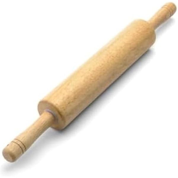 Classic Wood Rolling Pin - 43cm Hardwood Dough Roller for Baking and Pastry