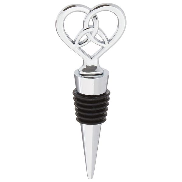 Love Knot Heart Wine Stopper - Silver/Black