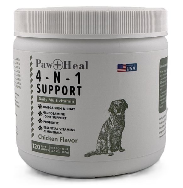 Paw &amp; Heal - 4-N-1 Support Daily Multivitamin - 120 Soft Chews