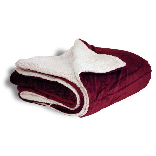 Premium Sherpa Blanket Throw - Burgundy (200x200cm)