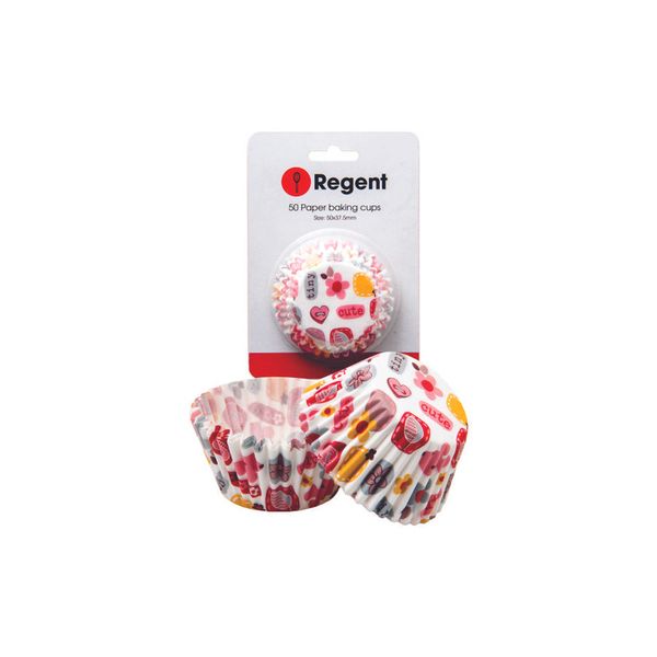 Regent Cake Cups White With Motiffs 50 Pieces, (50X37.5Mm)