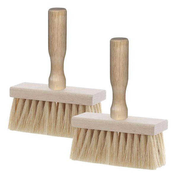 Heavy Duty Builders Block Brush with Wooden Handle - 2 Pack