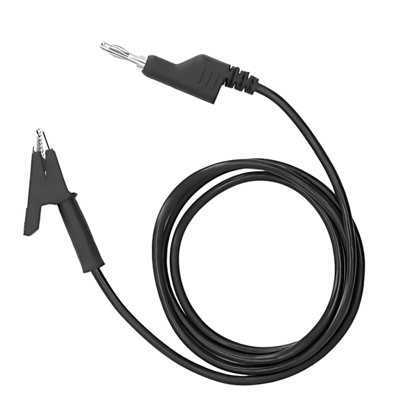 1M Silicone Banana Plug to Crocodile Clip Lead - Black, 4mm, 10A