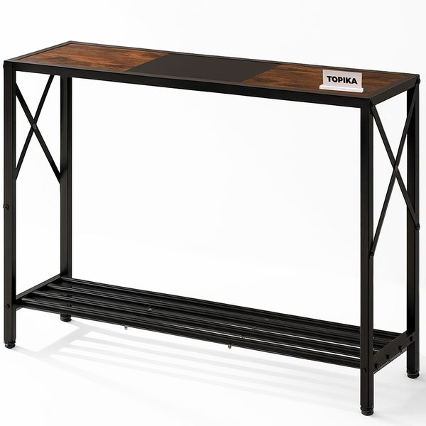 Topika Narrow Console Table 106×30×76cm, 2-Tier Industrial Entryway Table