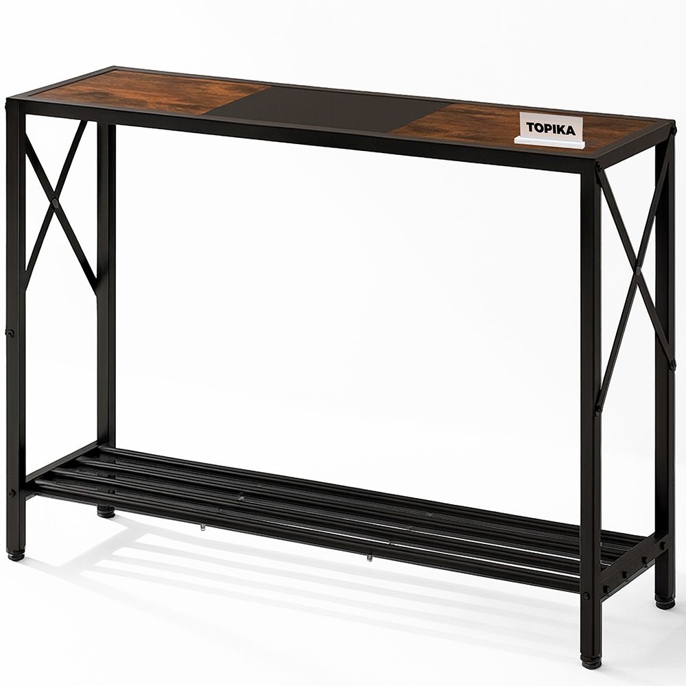 Topika - Narrow Console Table 106×30×76cm, 2-Tier Entryway & Sofa Table