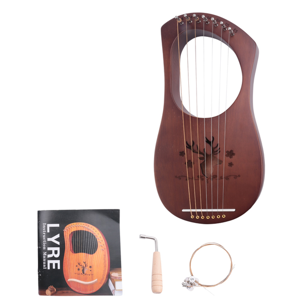 7-String Lyre Harp Mahogany Solid Wooden Metal Strings Stringed Instruments