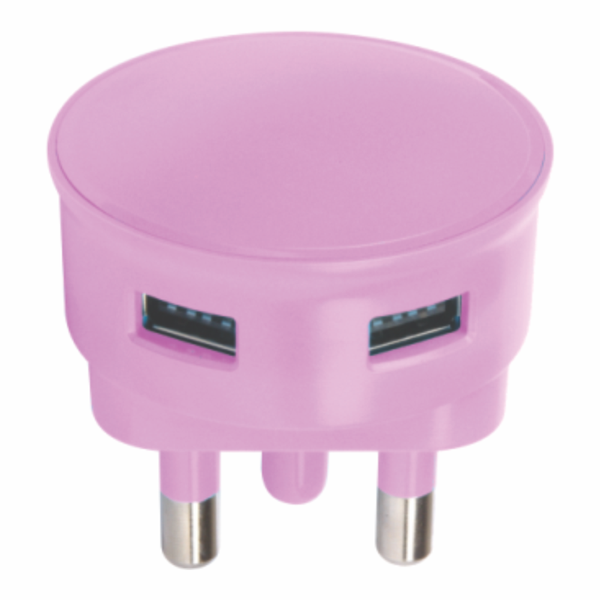 LESCO, 2xUSB 2.1A Double Adapter Off Pink