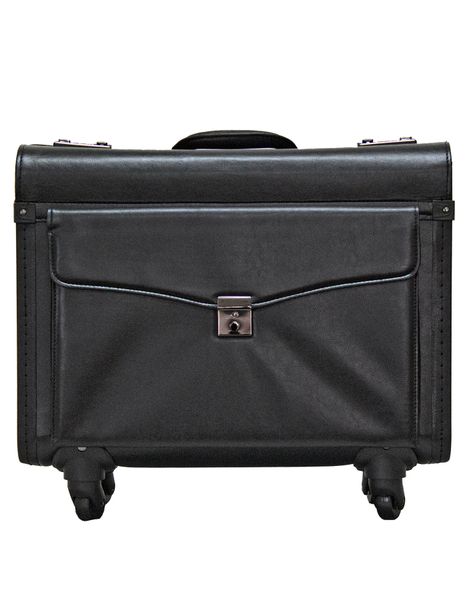 Fino 316-F4 PVC Leather 17" Laptop Pilot Trolley Case On 4 Wheels