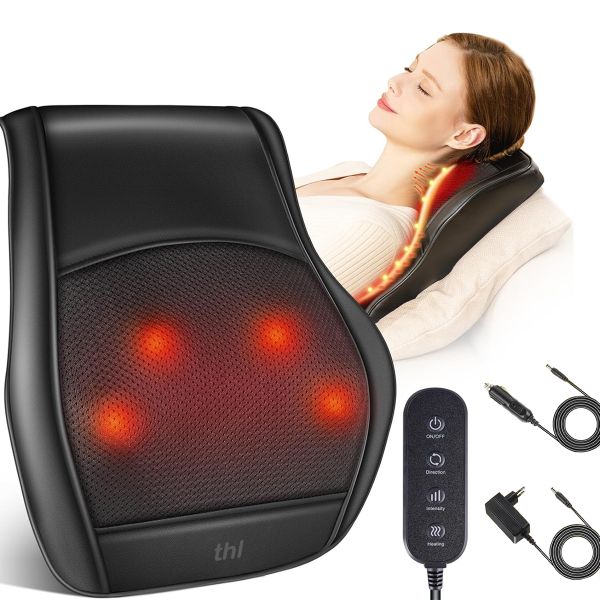 thl Shiatsu Neck &amp; Back Massager - Heat, Bi-Directional Rotating Heads
