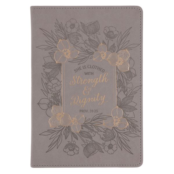 Faux Leather Journal - She Is Clothed with Strength and Dignity