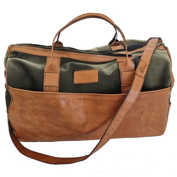Genuine Leather and Canvas Duffel Bag - Cabin khaki