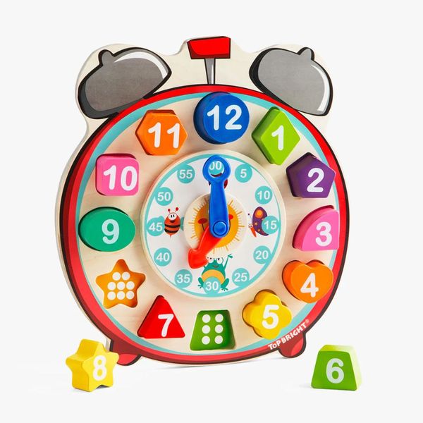 TopBright - Wooden Shape Sorting Clock - Montessori Time Puzzle for Kids