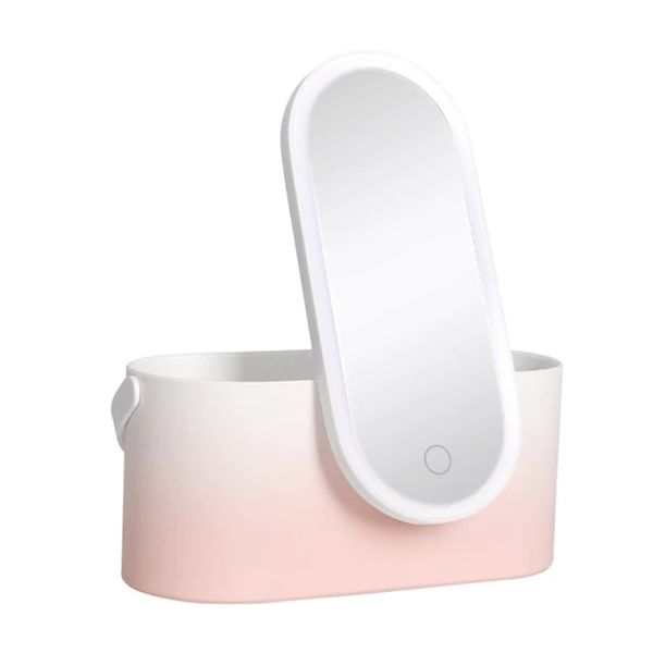 3 in 1 Makeup Storage with Mirror &amp; LED Light - Ombre