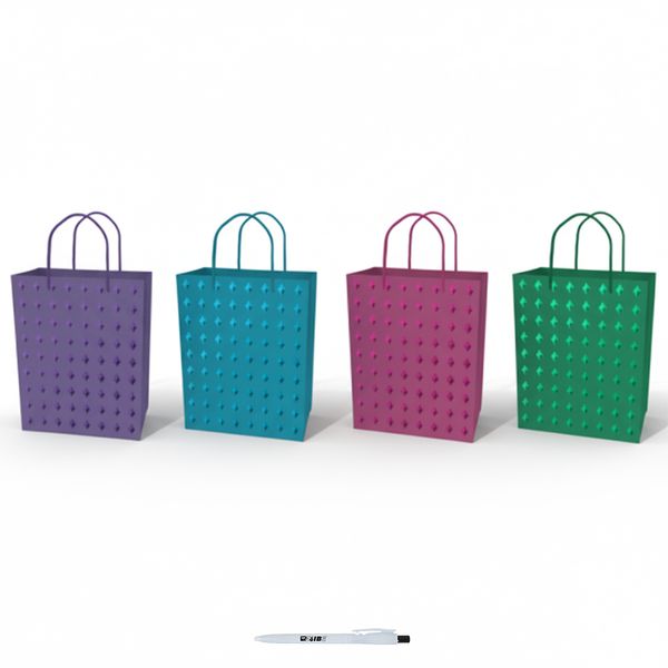 4Pcs Large Luxury Vibrant Embossed Gift Bags in 4 Colors With ReVibe Pen