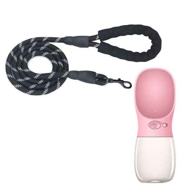 Pet Quality Dog Walking Lead With Portable Water Bottle Set Of 2