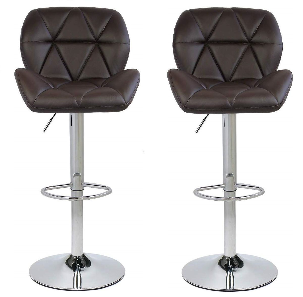 Diamond Padded Bar Kitchen Stool Chairs - Set of 2 - Brown Colour ...