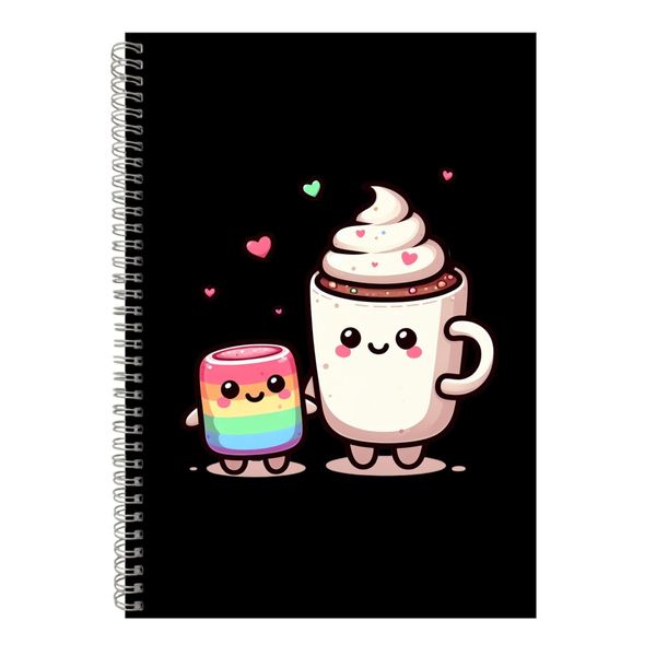 Coffee A4 Notebook Spiral Lined Matching Couples Graphic Notepad Present092