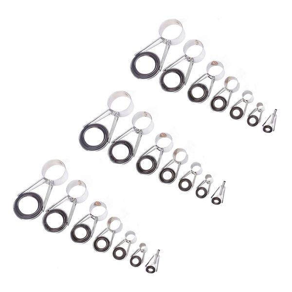 21Pcs Fishing Rod Guides Tip 7 Sizes Telescopic Tip Repair Line Rings
