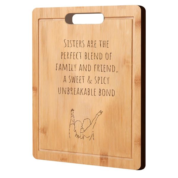 Laser Engraved Bamboo Cutting Board with Handle Gift for Sister Birthday