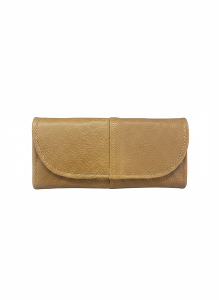 Genuine Leather Trifold Wallet Purse - Tan Brown