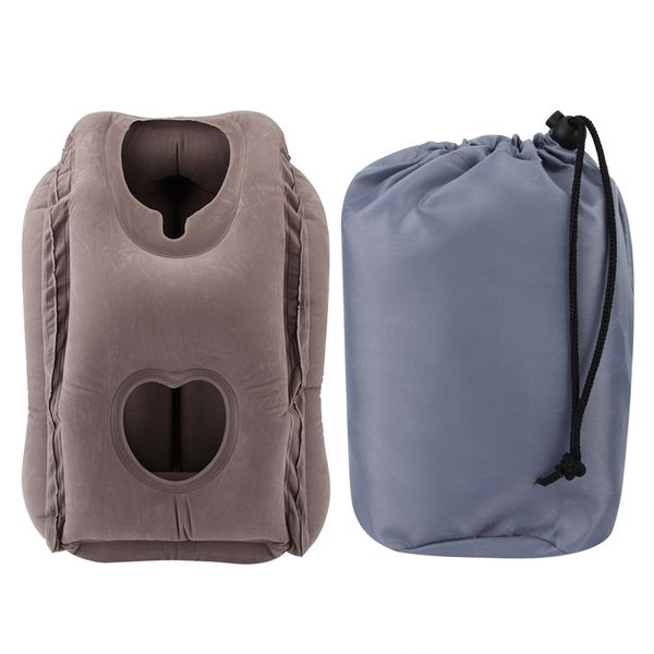 Folding Inflatable Travel Pillow Gray For Airpla image