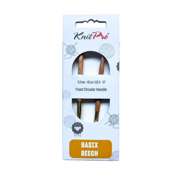 KnitPro Basix Beech Wood Fixed Circular Needles - 40 cm | 5.0 mm